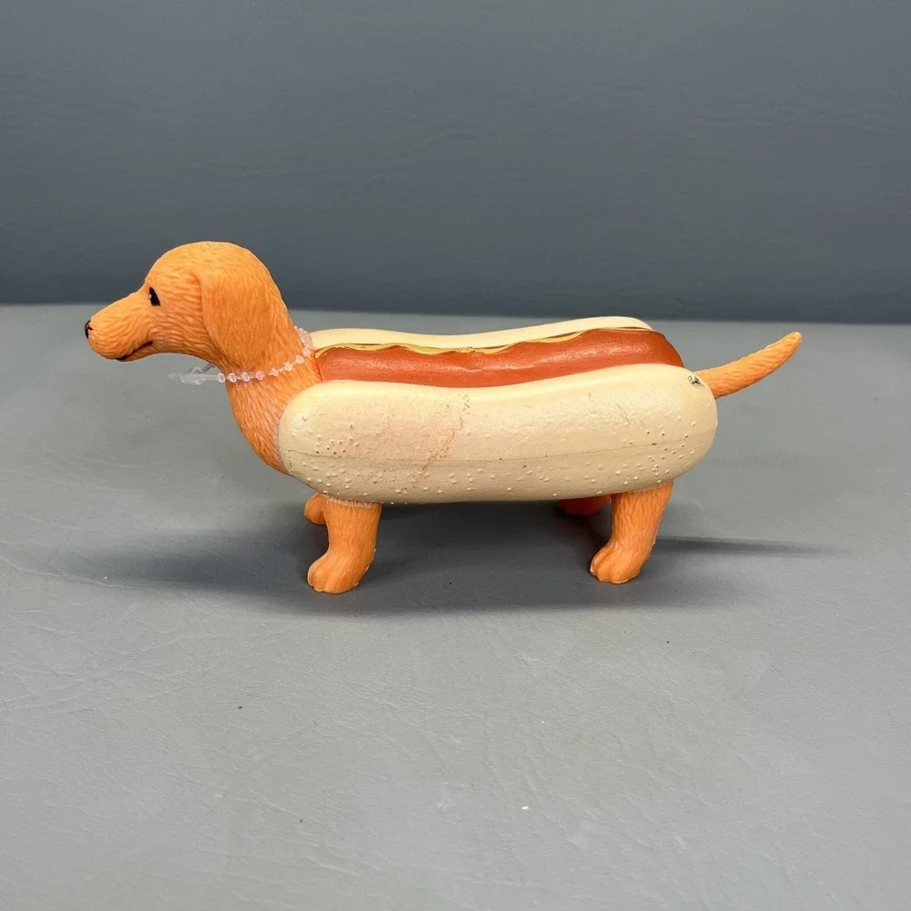 Dachshund Hotdog Figurine Ankyo Toys Hard Solid Plastic Mustard Weiner Puppy